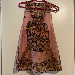 SEDUCTIONS SLEEVELESS LEOPARDPRINT OPENBACK BLOUSE